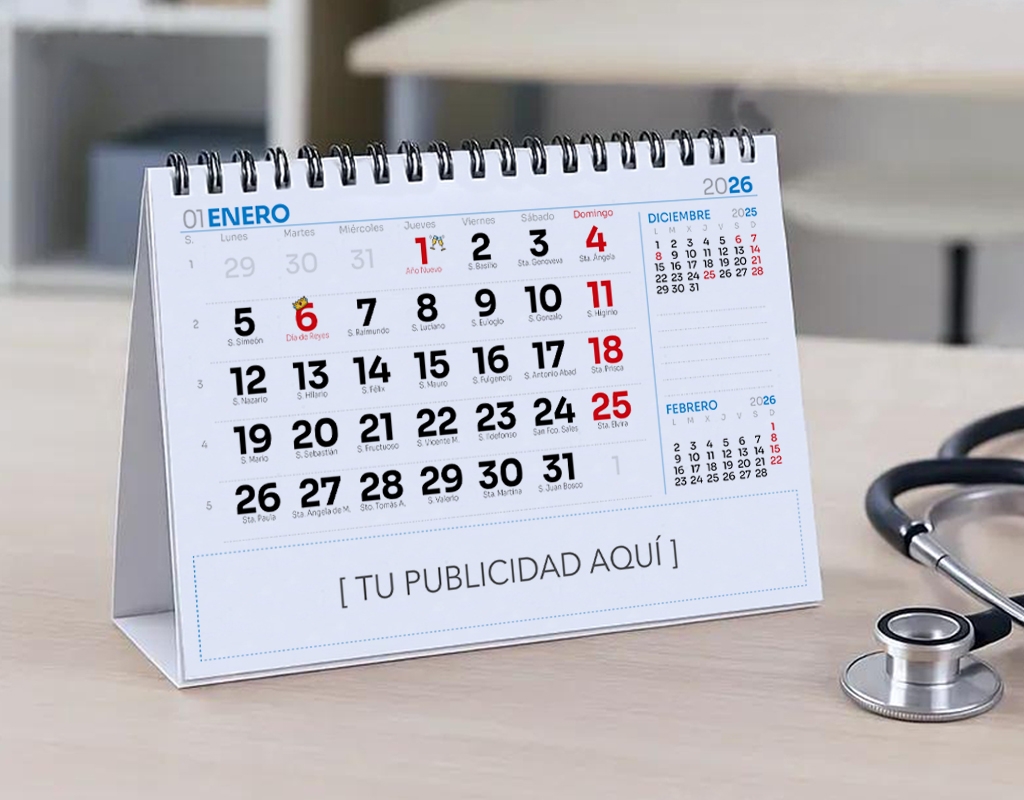 Calendario de mesa publicitario tamaño A5
