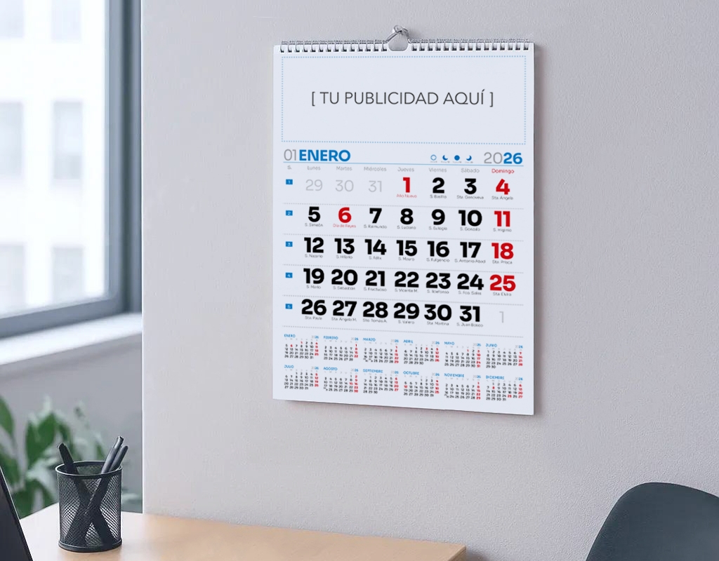Calendario de pared para la oficina de tamaño A3