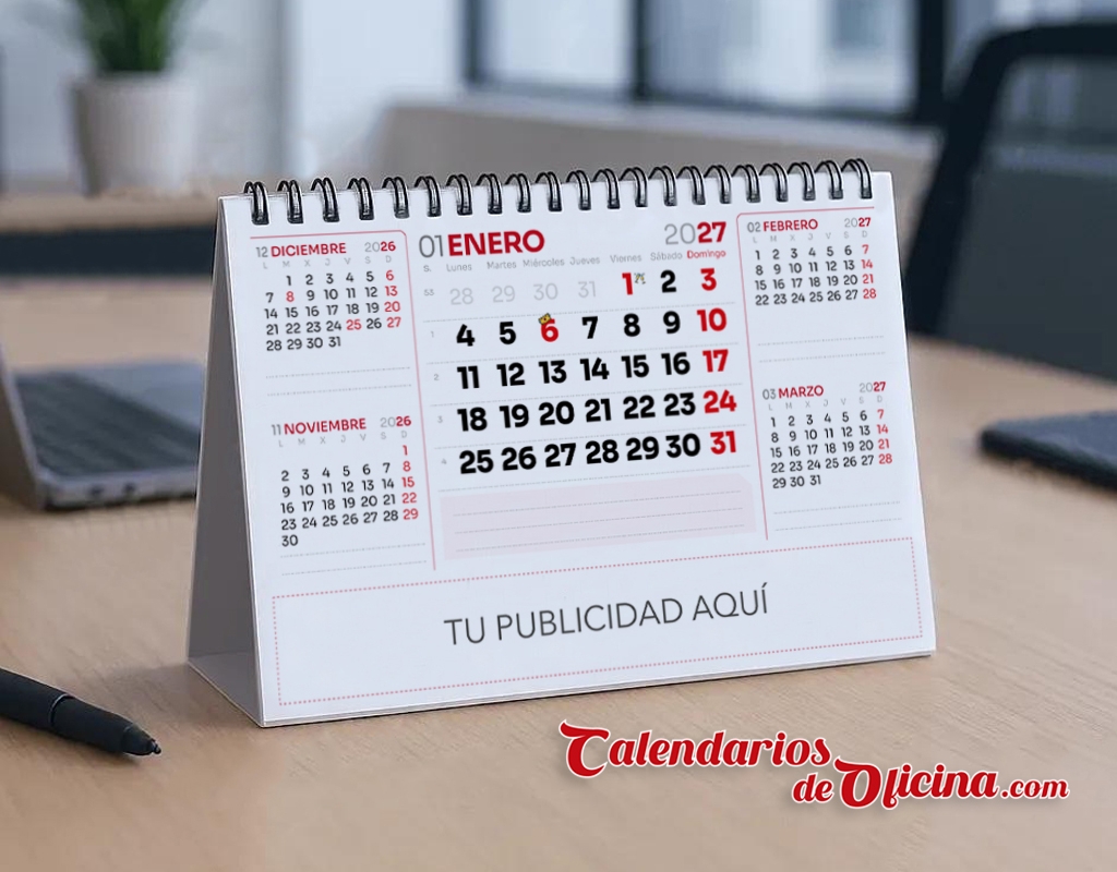 calendario sobremesa A5 de 7 hojas con 5 meses por página.