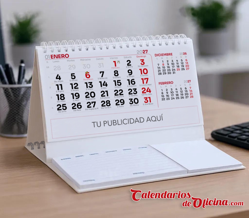 calendario sobremesa con planificador notas